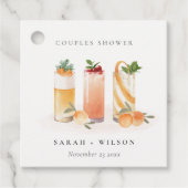 エレガントでかわいいフルーツカクテルオレンジカップルシャワー フェイバータグ (正面)