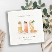 エレガントでかわいいフルーツカクテルオレンジ カップルシャワー スタンダードカクテルナプキン