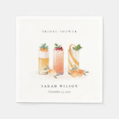 エレガントでかわいいフルーツカクテルオレンジ ブライダルシャワー スタンダードカクテルナプキン (正面)