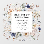 エレガントでかわいいベージュブルーの花の花柄ビジネス ウィンドウサイン (シート)