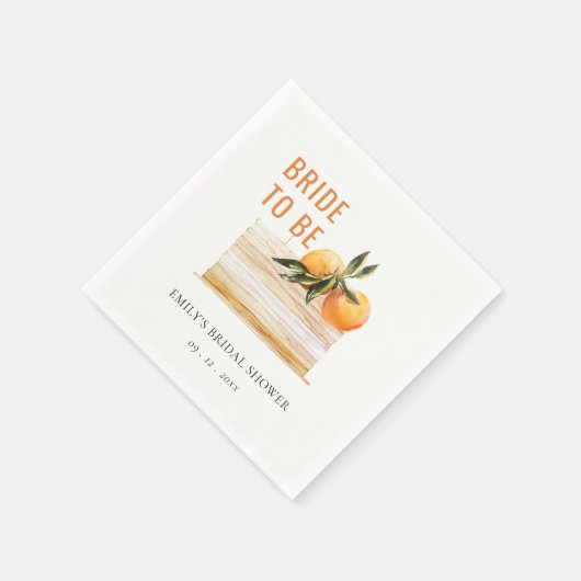 エレガントでかわいいボヘミアオレンジ フルーツ ケーキ ブライダル シャワー スタンダードカクテルナプキン (角)