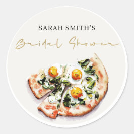 エレガントでかわいい卵とバジルのピザ ブライダルシャワーパーティー ラウンドシール