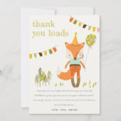 エレガントでかわいい森の楽しいパーティーフォックス子供の誕生日 サンキューカード (正面)