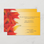 エレガントでかわいい秋の結婚式の出欠確認カード 招待状 (正面/裏面)