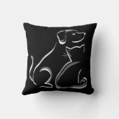 エレガントでかわいい親友猫および犬は置きます クッション (裏面)