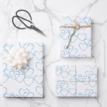 エレガントでかわいい 装飾的な青と白のハートチャーム ラッピングペーパーシート<br><div class="desc">包装紙には、ソフトな青と白のカラースキームでエレガントなハートの装飾が施されています。 結婚式、結婚記念日、婚約、誕生日、母の日、または大切な人とハートをシェアしたい日にも最適です！  
© Wafa Y. Dahdal - All Rights Reserved.</div>