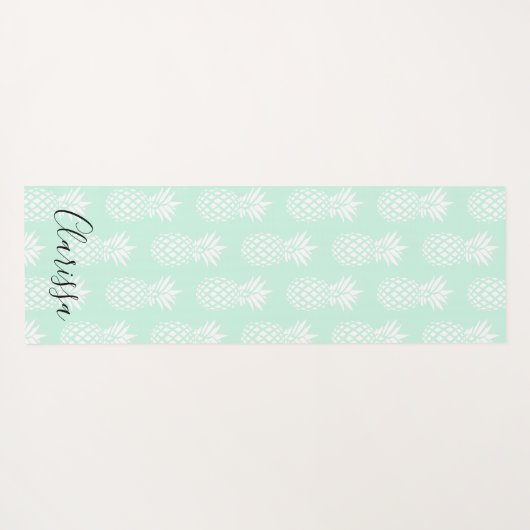 エレガントでかわいくかわいらしく真新しい緑のパイナップルパターン ヨガマット (裏面(横))