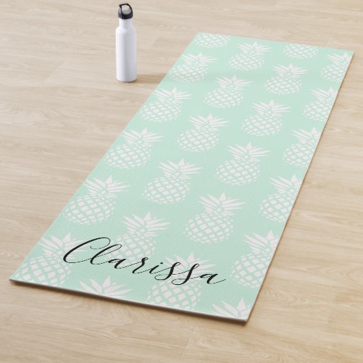 エレガントでかわいくかわいらしく真新しい緑のパイナップルパターン ヨガマット (インサイチュ)