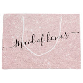 エレガントでかわいらしいばら色の金ゴールドのグリッターのメイド・オブ・オーナー（花嫁付き添い人） ラージペーパーバッグ (正面)