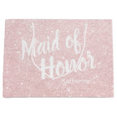 エレガントでかわいらしいばら色の金ゴールドのグリッターのメイド・オブ・オーナー（花嫁付き添い人） ラージペーパーバッグ (正面)