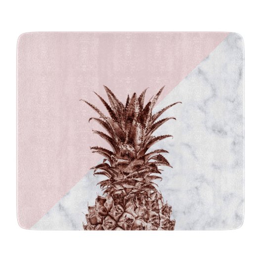 エレガントでかわいらしいばら色の金ゴールドのパイナップル白の大理石 カッティングボード (正面)
