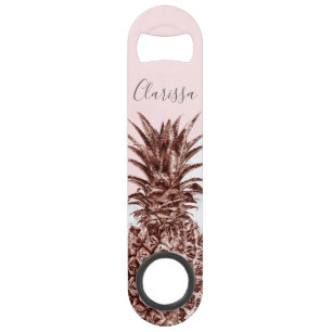 エレガントでかわいらしいばら色の金ゴールドのパイナップル白の大理石 スピード栓抜き