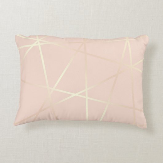 エレガントでかわいらしいばら色の金ゴールド及び赤面のピンクの幾何学的 アクセントクッション (裏面)