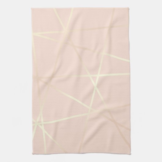 エレガントでかわいらしいばら色の金ゴールド及び赤面のピンクの幾何学的 キッチンタオル (縦)