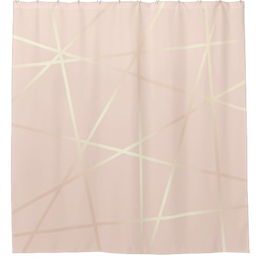 エレガントでかわいらしいばら色の金ゴールド及び赤面のピンクの幾何学的 シャワーカーテン (正面)