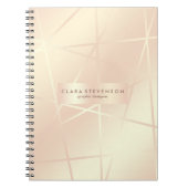 エレガントでかわいらしいばら色の金ゴールド及び赤面のピンクの幾何学的 ノートブック (正面)