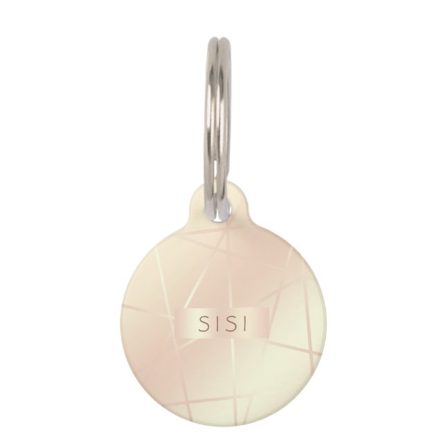 エレガントでかわいらしいばら色の金ゴールド及び赤面のピンクの幾何学的 ペット　ネームタグ (正面)