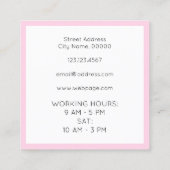 エレガントではっきりしたで上品な文字のスタイルのピンク スクエア名刺 (裏面)