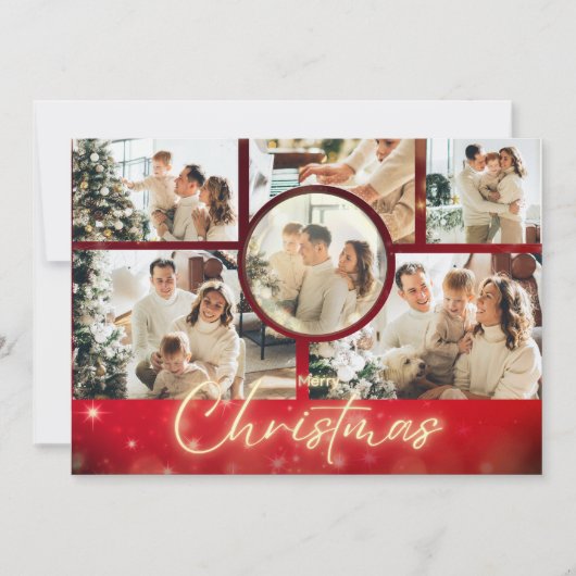 エレガントでカスタマイズ可能なクリスマス家族写真 シーズンカード (正面)