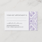 エレガントでカスタマイズ可能な紫色のグリッターの名刺 予約カード (裏面)