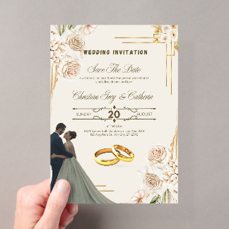 エレガントでカスタマイズ可能な結婚式招待状カード アクリル招待状