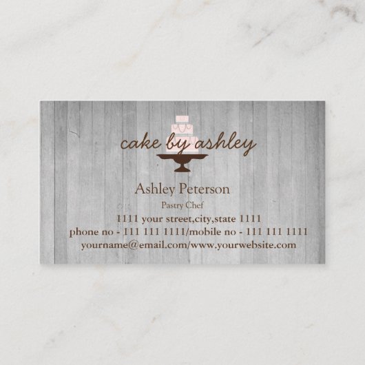 エレガントでカスタムなケーキのデザインの飾ること 名刺 (裏面)