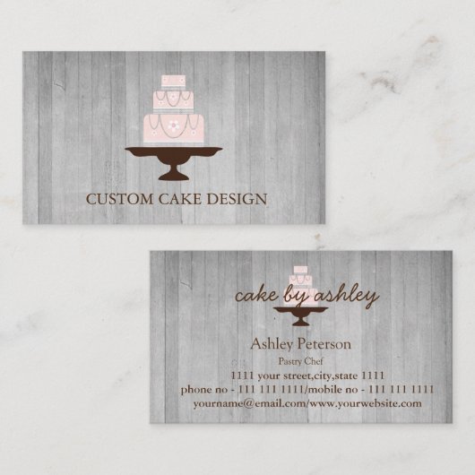 エレガントでカスタムなケーキのデザインの飾ること 名刺 (正面/裏面)