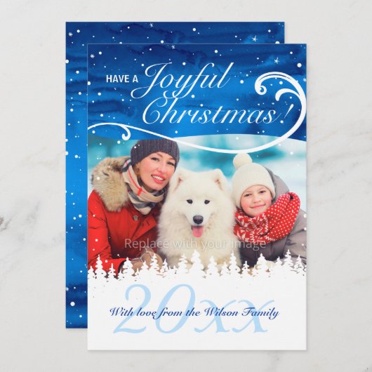 エレガントでカスタムな写真のクリスマスカード シーズンカード (正面/裏面)