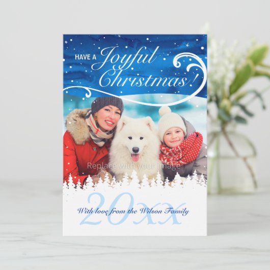 エレガントでカスタムな写真のクリスマスカード シーズンカード (スタンド正面)