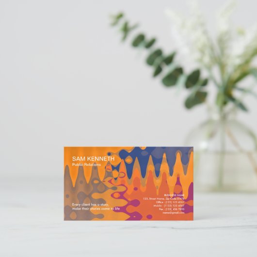 エレガントでカラフルなろうけつ染めのモチーフの芸術PRの名刺 名刺 (スタンド正面)