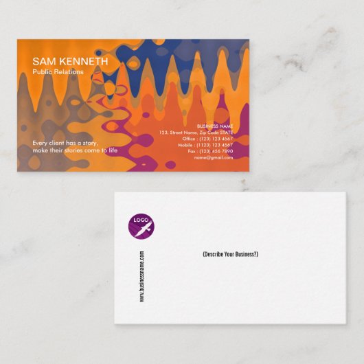 エレガントでカラフルなろうけつ染めのモチーフの芸術PRの名刺 名刺 (正面/裏面)