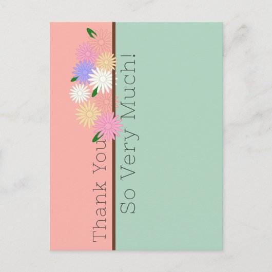 エレガントでカラフルなデイジーの花のアート, ありがとうございます ポストカード (正面)