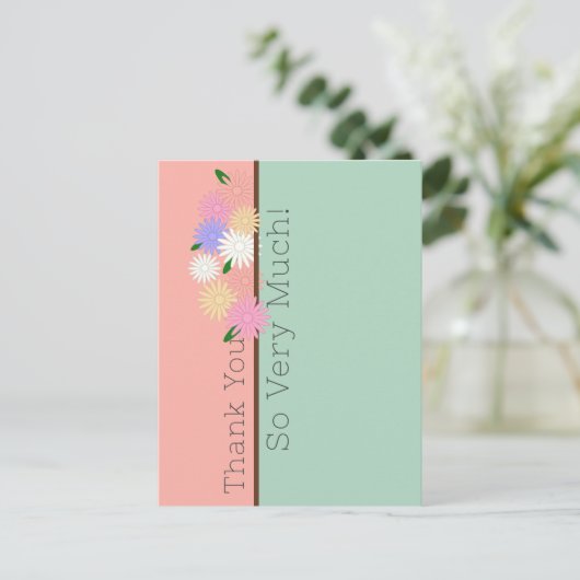 エレガントでカラフルなデイジーの花の芸術、ありがとうございます ポストカード (スタンド正面)