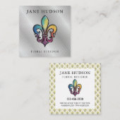 エレガントでカラフルなフルール・ド・リスデザインの名刺 スクエア名刺 (正面/裏面)