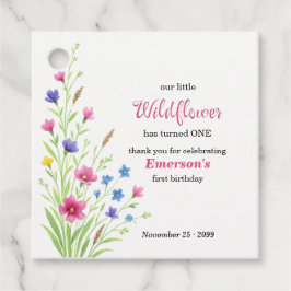 エレガントでカラフルなワイルドフラワーの1歳誕生日パーティー フェイバータグ