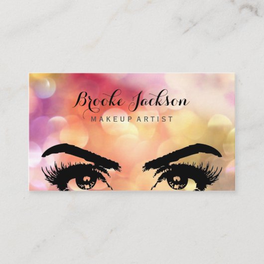 エレガントでカラフルな光沢があり、明るいメーキャップアーティスト 名刺 (正面)