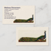 エレガントでカラフルな孔雀のヴィンテージの名刺 名刺 (正面/裏面)