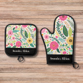 エレガントでカラフルな花とクラフトの特別なギフト 鍋つかみ&鍋敷きセット