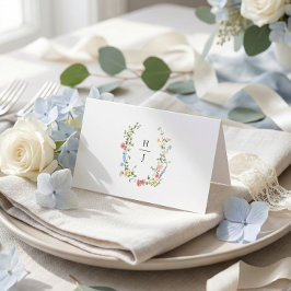 エレガントでカラフルな野の花の結婚式 プレイスカード
