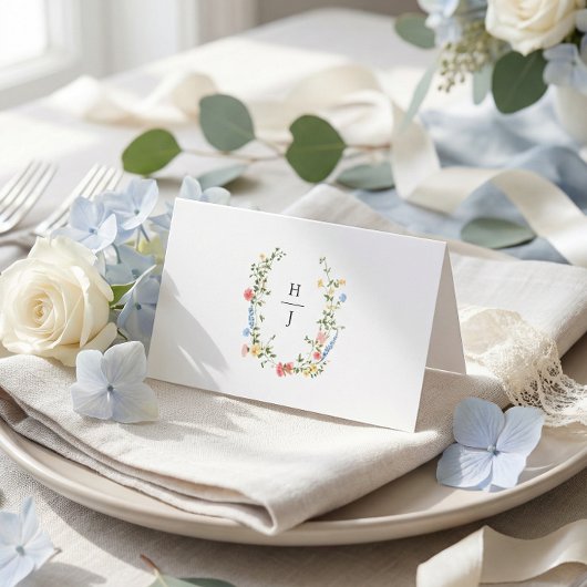 エレガントでカラフルな野の花の結婚式 プレイスカード
