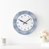 エレガントでガーリーで白い紫色の青い花パターン ラージ壁時計 (ホーム)