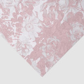 エレガントでガーリーで粋なピンクの珊瑚の白い花のレース 薄葉紙 (詳細)
