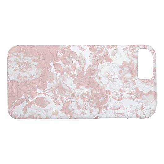 エレガントでガーリーで粋なピンクの珊瑚の白い花のレース Case-Mate iPhoneケース (裏面(横))