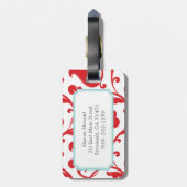 エレガントでガーリーで赤い花パターンモノグラム ラゲッジタグ (裏面縦)