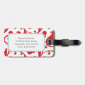 エレガントでガーリーで赤い花パターンモノグラム ラゲッジタグ (裏面横)