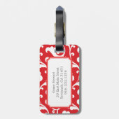 エレガントでガーリーで赤い花パターンモノグラム ラゲッジタグ (裏面縦)