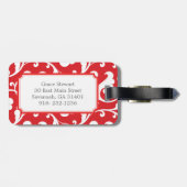 エレガントでガーリーで赤い花パターンモノグラム ラゲッジタグ (裏面横)