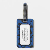 エレガントでガーリーで青い花パターンモノグラム ラゲッジタグ (裏面縦)