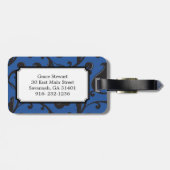 エレガントでガーリーで青い花パターンモノグラム ラゲッジタグ (裏面横)