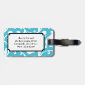 エレガントでガーリーで青く白い花パターンモノグラム ラゲッジタグ (裏面横)